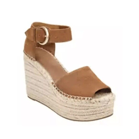 Marc Fisher MLAdalyn Leather & Suede Espadrille Wedge Platform Shoe Sz7.5 Retro - Picture 1 of 7